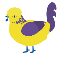 A yellow and overcast chicken with a neck-speckle pattern