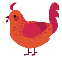 A vermilion and crimson chicken with a half-lace pattern