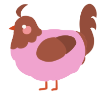 A pink and russet chicken with a head pattern