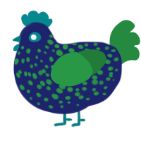 A navy and viridian chicken with a speckle pattern