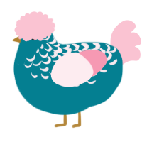 A sea and rose chicken with a half-lace pattern