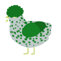 A silver and leaf chicken with a speckle pattern