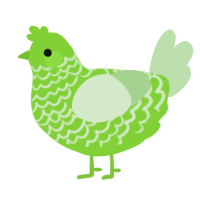 A grass and gluppy chicken with a lace pattern