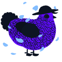 A plum and black chicken with a double-lace pattern