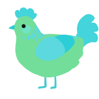 A spring and aqua chicken with a neck-speckle pattern