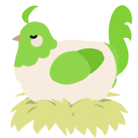 A cream and grass chicken with a head pattern