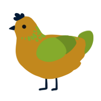 A ochre and chartreuse chicken with a neck-speckle pattern