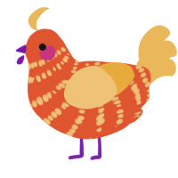 A vermilion and honey chicken with a bar pattern