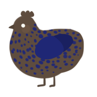 A bark and navy chicken with a speckle pattern