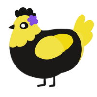 A sable and yellow chicken with a head pattern