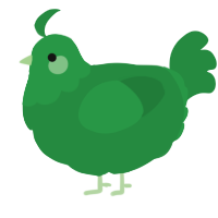 A viridian chicken with a head pattern