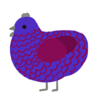 Breakfast, a indigo and wine chicken with a lace pattern