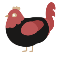 A sable and red chicken with a head pattern