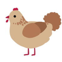 A beige and brown chicken with a neck-speckle pattern