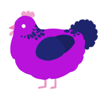 A amethyst and navy chicken with a neck-speckle pattern