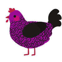 A plum and sable chicken with a double-lace pattern