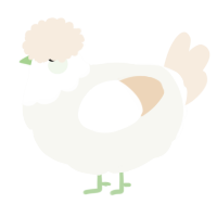 A white and cream chicken with a head pattern