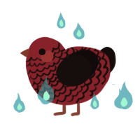 Morningstar, a crimson and black chicken with a lace pattern