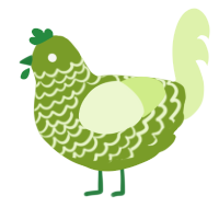 A chartreuse and apple chicken with a lace pattern