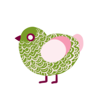 Matcha, a chartreuse and rose chicken with a double-lace pattern