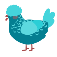 A sea and aqua chicken with a half-lace pattern