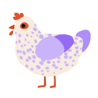 A cream and lilac chicken with a speckle pattern