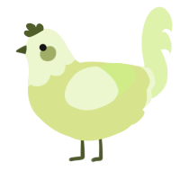 A lemon and apple chicken with a head pattern