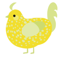 A yellow and lemon chicken with a speckle pattern