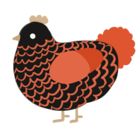 A sable and vermilion chicken with a lace pattern
