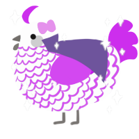 A mist and amethyst chicken with a lace pattern