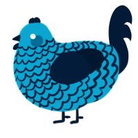 A cerulean and tumblr chicken with a lace pattern