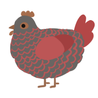 A grey and red chicken with a lace pattern