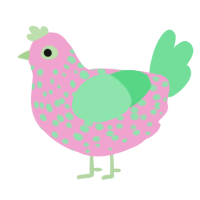 A pink and spring chicken with a speckle pattern