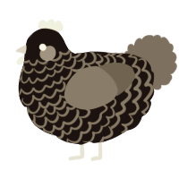 A sable and crimson chicken with a lace pattern