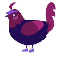 A apple and spring chicken with a head pattern