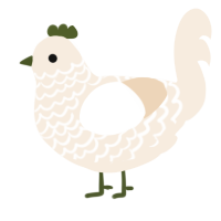A cream chicken with a lace pattern