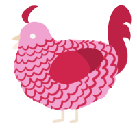 A pink and crimson chicken with a lace pattern