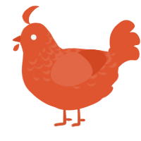 A vermilion chicken with a half-lace pattern