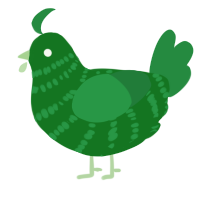 A leaf and viridian chicken with a bar pattern