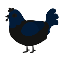 A black and tumblr chicken with a head pattern