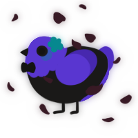 A sable and indigo chicken with a head pattern