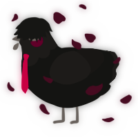 A black and sable chicken with a head pattern