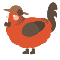 A vermilion and bark chicken with a neck-band pattern