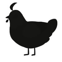 A black chicken with a head pattern