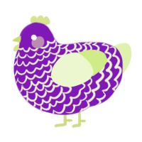 Grape, a violet and apple chicken with a lace pattern