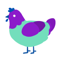 A mint and violet chicken with a head pattern