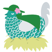 A turquoise and mist chicken with a lace pattern
