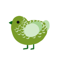 Avocado, a chartreuse and gluppy chicken with a half-lace pattern