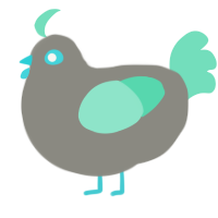 A ash and mint chicken with a head pattern