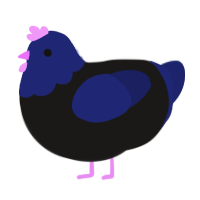A sable and navy chicken with a head pattern